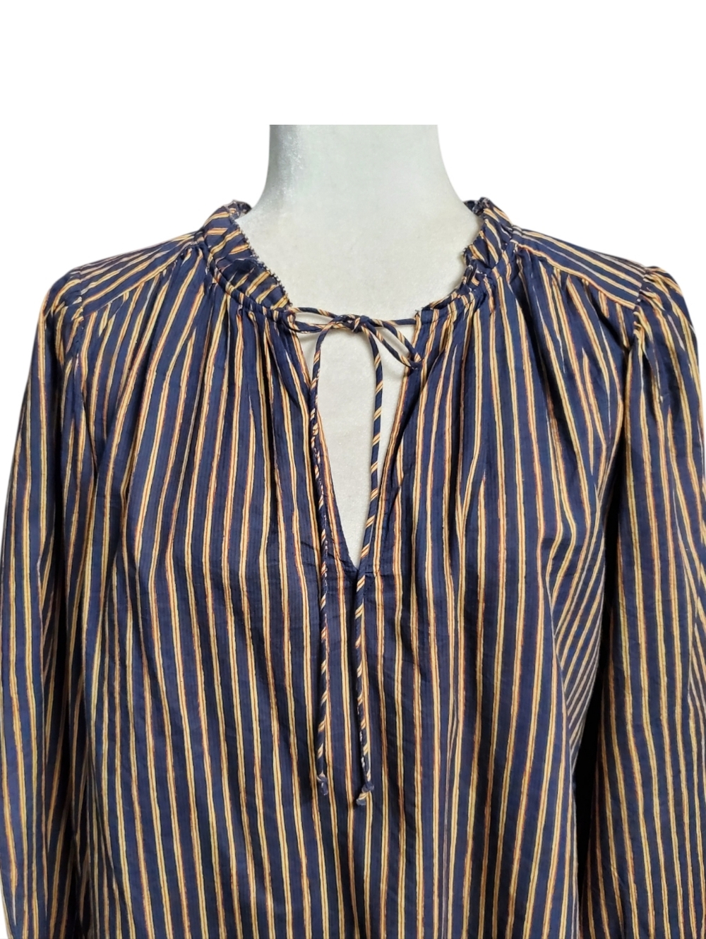Velvet by Graham & Spencer Striped Tie-Neck Blouse Size Small - Picture 3 of 11